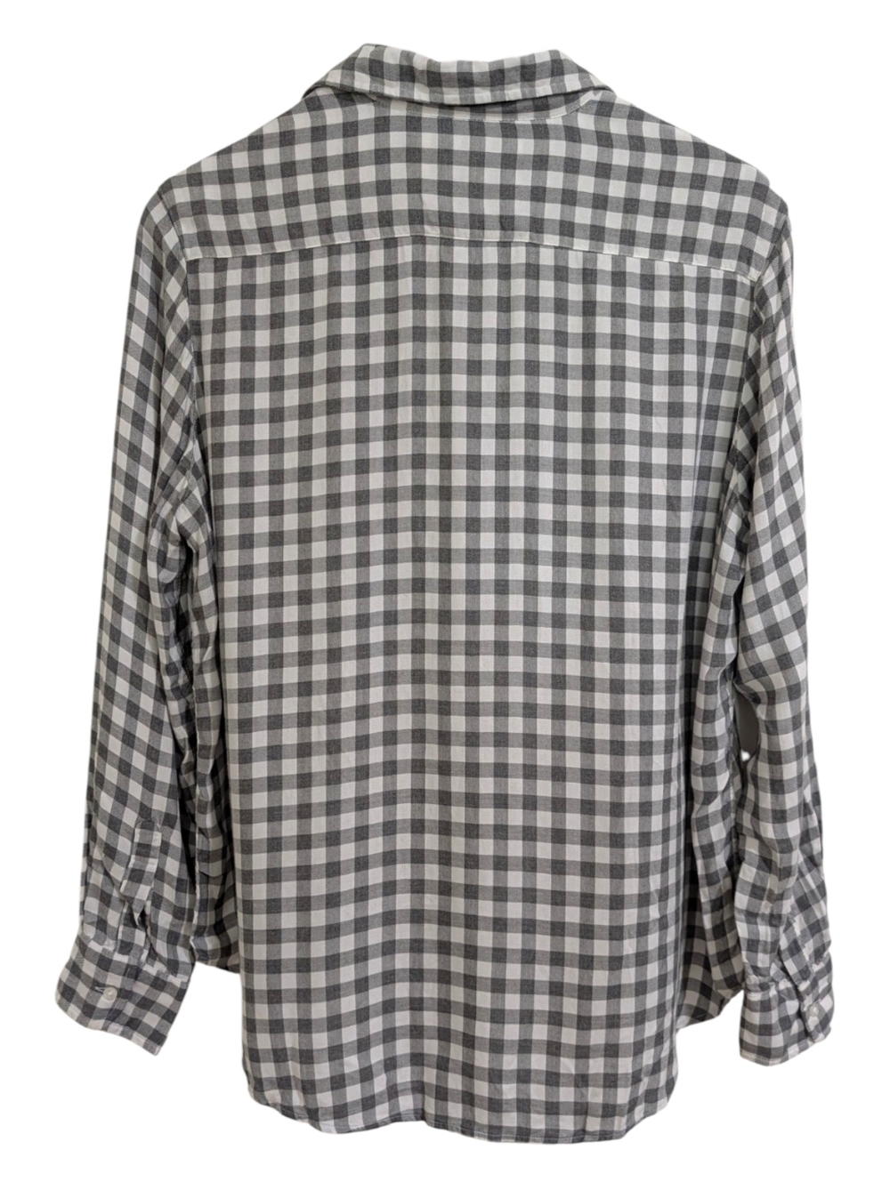 Frank & Eileen Eileen Gingham Button Up Shirt - Grey & White - Size Small - Picture 3 of 8